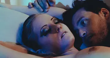 Blonde in Panties Kisses Her Naked Man and Spreads for a Photoshoot