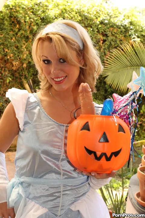 Ashley Coda: Blonde MILF Plays with a Dildo Outdoors on Halloween – photo 13 of 17