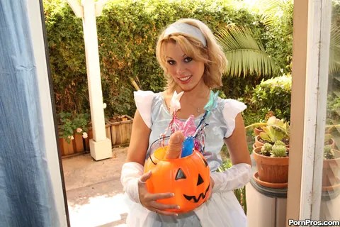 Ashley Coda: Blonde MILF Plays with a Dildo Outdoors on Halloween – photo 2 of 17