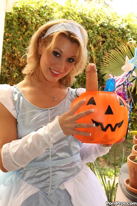 Ashley Coda: Blonde MILF Plays with a Dildo Outdoors on Halloween – photo 10 of 17