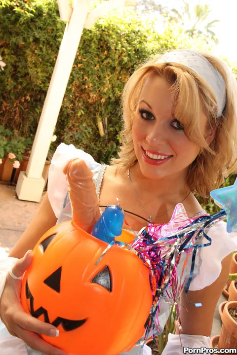 Ashley Coda: Blonde MILF Plays with a Dildo Outdoors on Halloween – photo 17 of 17