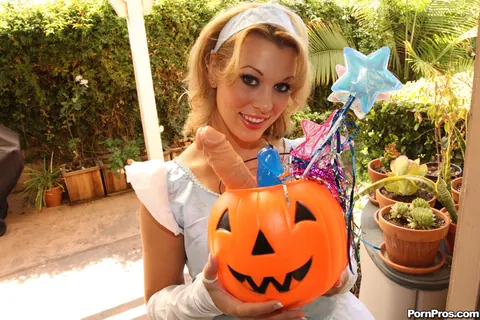 Ashley Coda: Blonde MILF Plays with a Dildo Outdoors on Halloween – photo 14 of 17