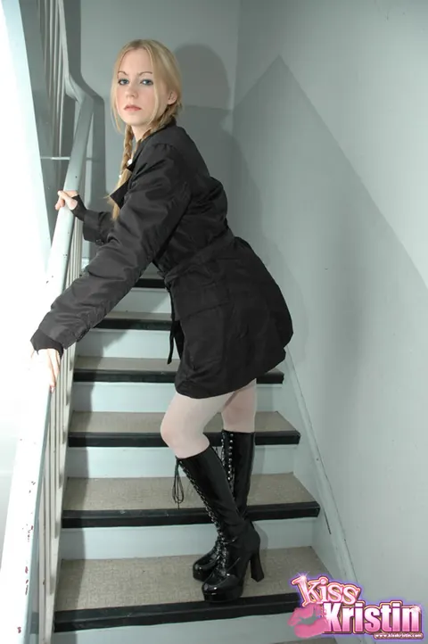 European Blonde MILF Reveals Lace Lingerie Under Trench Coat – photo 1 of 12