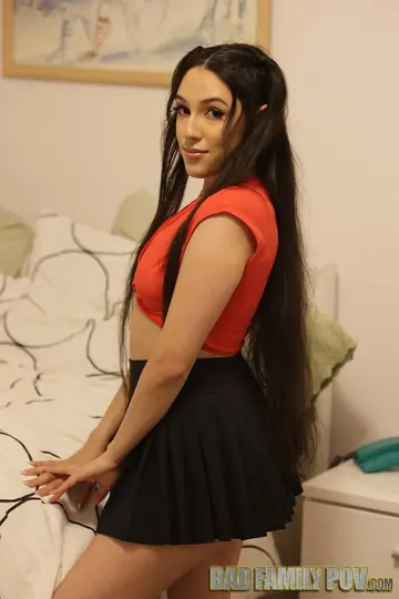 Brunette Strips Out of Her Skirt to Show Her Curves
