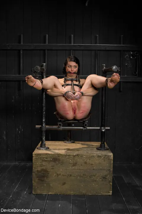 Siouxsie Q: Tattooed Brunette in Metal Bondage Masturbates with a Vibrator – photo 16 of 20