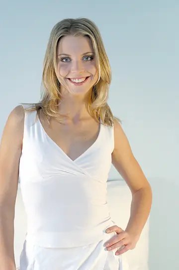 Sharon M – Tall Czech Blonde Lifts Her Skirt and Spreads Her Pussy