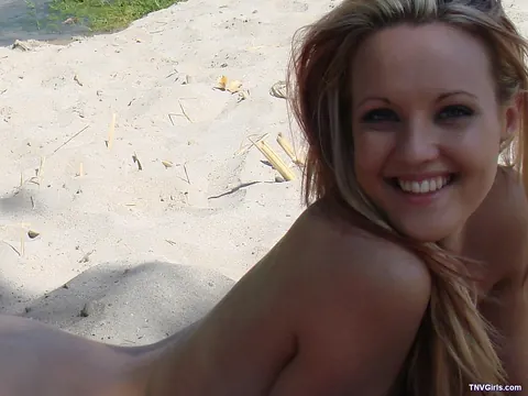 Petite Tanned Babe Poses Nude and Spreads on the Beach – photo 21 of 21