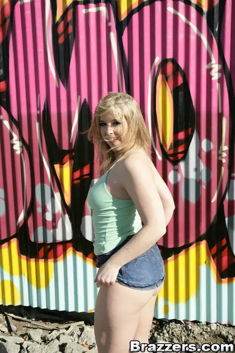 Sunny Lane: Thick Blonde MILF Shows Her Big Tits and Ass in a Skirt Outdoors – photo 6 of 16