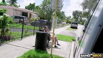 Brunette Spreads Her Legs and Gets Fucked Outdoors