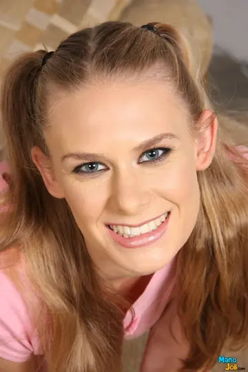 Skinny Blonde in Pigtails Gives a Handjob and Takes a Cumshot