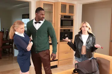 Petite Blonde Takes Interracial Sex and a Facial in a Hotel Bathroom