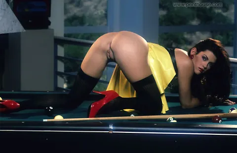 Julia Garvey: Busty Latina MILF Fingers Her Trimmed Pussy on the Pool Table – photo 10 of 17