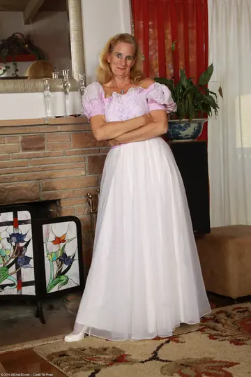 Curvy Blonde MILF Strips Out of Her Dress and Pantyhose