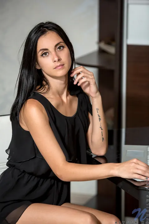 Alyssa K: Slim Brunette with Big Natural Tits Undresses and Spreads Wide – photo 3 of 15
