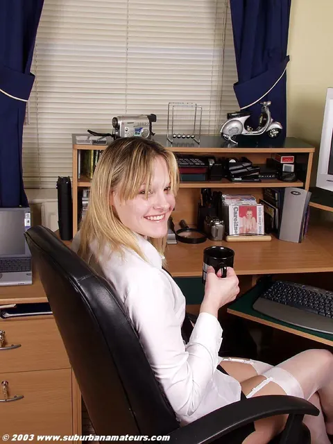 Thick British Secretary Strips Off Her Lingerie for Anal Play at Work – photo 1 of 20