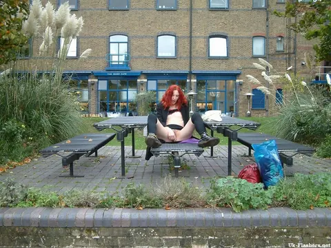 Courtney Haze: British Redhead in Stockings Fingers Her Shaved Pussy Outdoors – photo 2 of 12