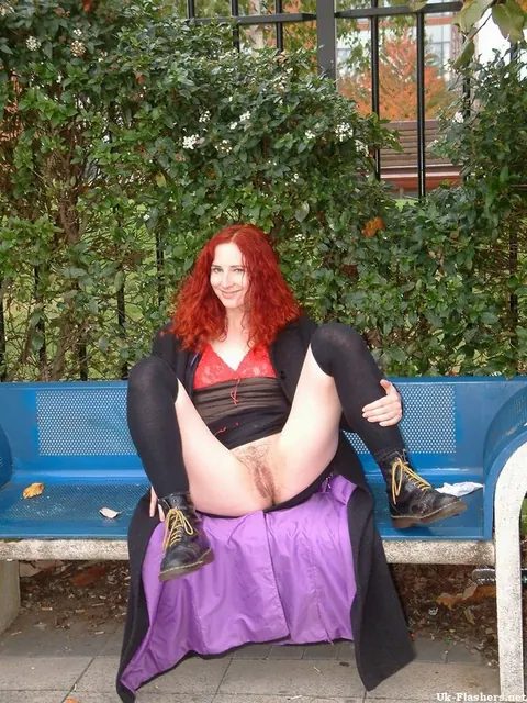 Courtney Haze: British Redhead in Stockings Fingers Her Shaved Pussy Outdoors – photo 10 of 12