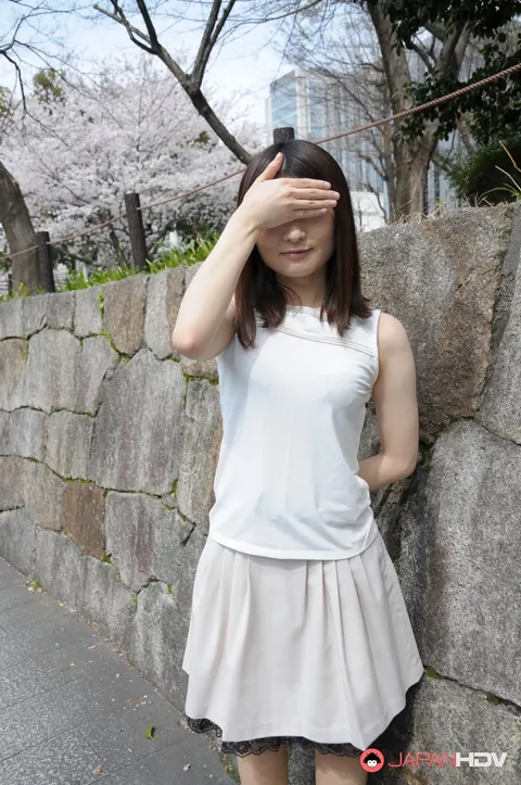 Japanese Brunette Poses Outdoors in a Skirt and High Heels – photo 11 of 15
