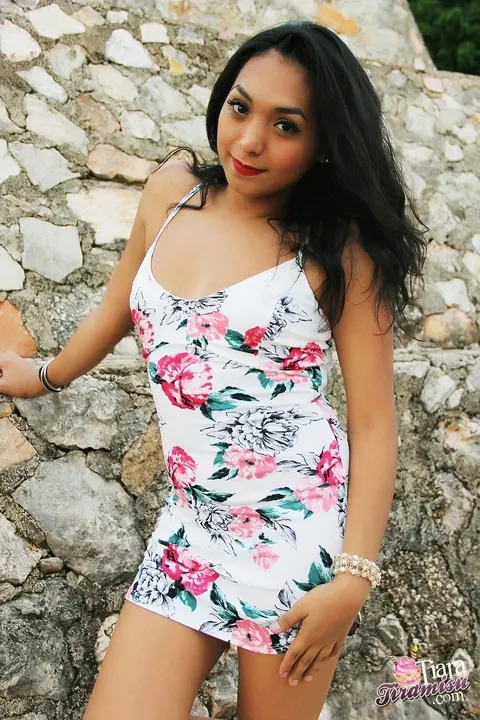 Petite Trans Woman Strips Out of Her Dress Outdoors – photo 1 of 15