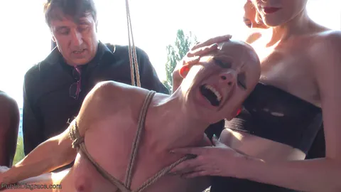 Mona Wales & Jolyne Joy: Tattooed MILF Endures Public Anal Bondage Outdoors – photo 14 of 20