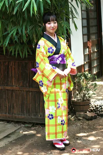 Japanese Woman Lifts Kimono and Shows Her Hairy Pussy