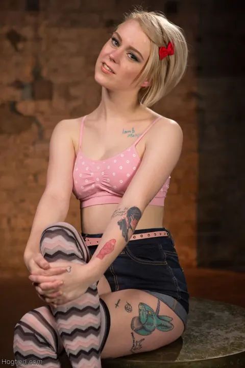 Anna Tyler: Slim Blonde in Socks Bound and Spreads in Bondage – photo 1 of 21