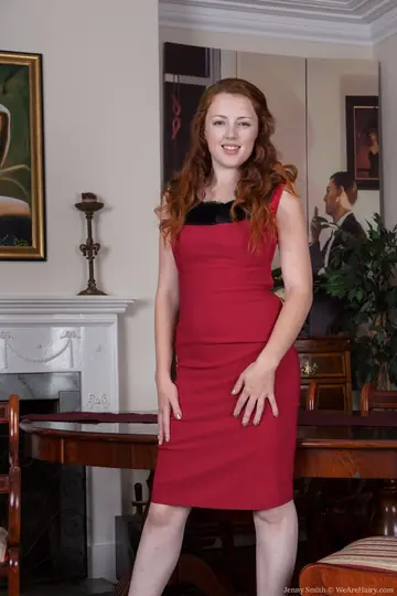 Tall British Redhead Strips Out of Her Skirt and Spreads Her Hairy Pussy