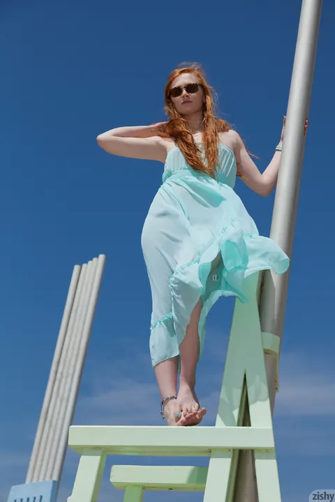 Bree Abernathy: Redhead in Glasses Walks Outdoors in a See-Through Dress – photo 6 of 11