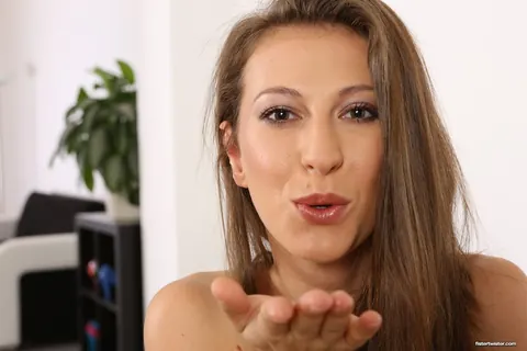 Emylia Argan: Busty Brunette Wets Her Skirt and Uses a Dildo Doggy Style – photo 20 of 20