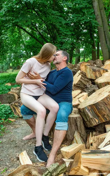 Slim Woman in Glasses Takes Anal Doggy Style Outdoors