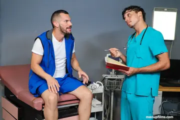 Hairy Doctor Sucks Cock and Takes It Doggy Style