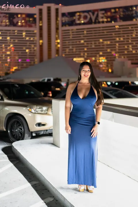 Brunette MILF Reveals Her Huge Tits Outdoors in a Long Dress – photo 7 of 11