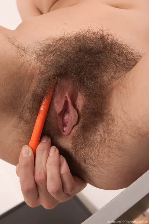 Slim Brunette Rides a Toy in Her Hairy Pussy at the Office – photo 15 of 17