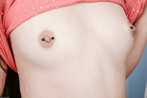 Asian Brunette Spreads Her Shaved Pussy Showing Her Pierced Nipples – photo 3 of 16