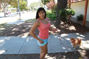 Busty Filipina Strips Outdoors and Sucks Cock