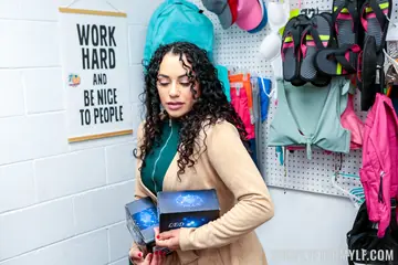 Curly Latina MILF Strips and Gets Fucked Doggy Style