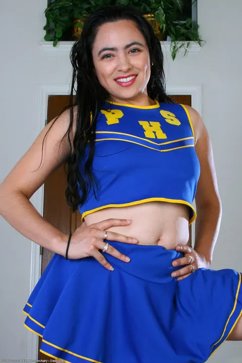 Brunette in Uniform Spreads Her Hairy Pussy – photo 2 of 21