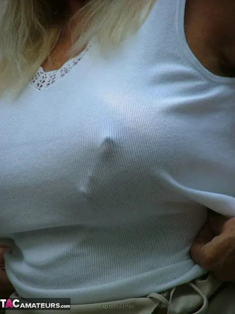 Mature BBW with Big Tits Spreads Her Pierced Pussy Outdoors – photo 6 of 19