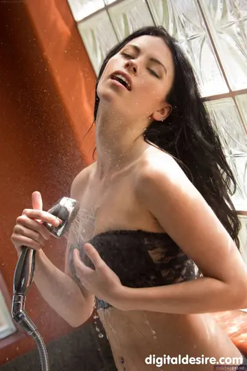 Tattooed Brunette Strips Out of Her Lingerie and Spreads in the Bathroom
