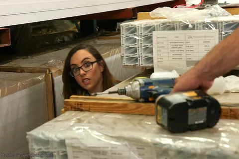 Roxanne Rae: Hairy Brunette in Glasses Takes Double Penetration in an Office Gangbang – photo 8 of 21