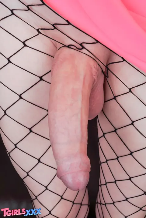 Trans Woman Strips Down to Pantyhose and Reveals Her Cock – photo 8 of 15