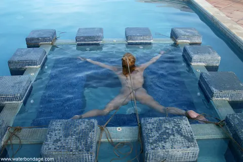 Jenny Lee: Tall Brunette MILF Bound in Bondage Restraints by the Pool – photo 14 of 20