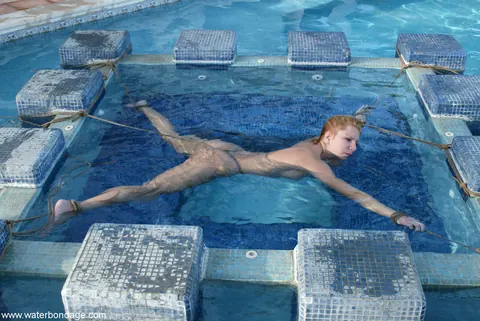 Jenny Lee: Tall Brunette MILF Bound in Bondage Restraints by the Pool – photo 3 of 20