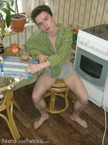 Hairy Man Undresses and Displays His Small Cock