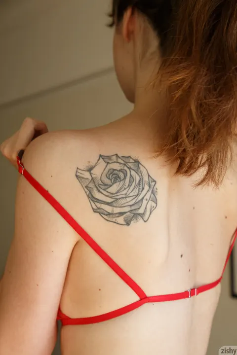 Marie Boitte: Slim French Brunette Strips and Shows Off Her Tattooed Body – photo 3 of 12