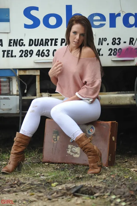 Jennifer Nexus: British Brunette Flashes Her Big Tits Near a Bus – photo 12 of 12
