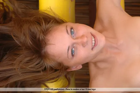 Valene: European Redhead Spreads Her Hairy Pussy on Outdoor Stairs – photo 5 of 16