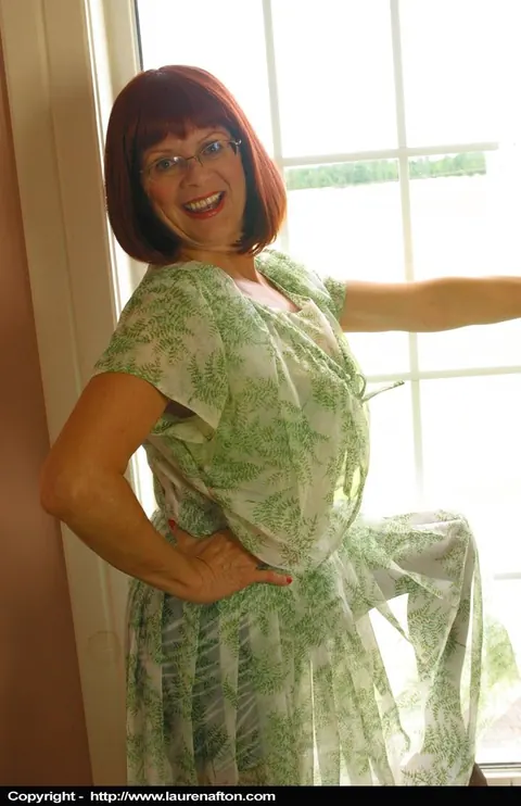 Busty Redhead MILF Spreads Her Legs in Lingerie and Stockings – photo 2 of 12