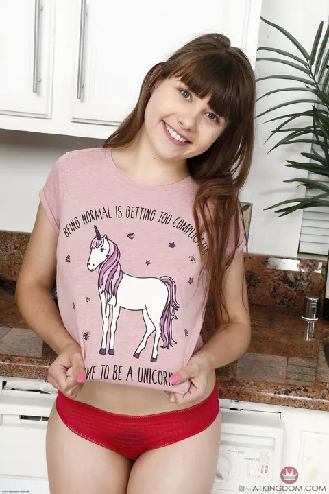 Luna Rival: Petite French Redhead Poses on the Kitchen Counter – photo 6 of 20