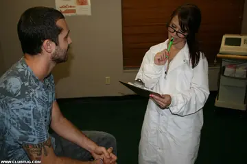 Billy Blast – Redhead Doctor in Lingerie and Glasses Gives a Handjob